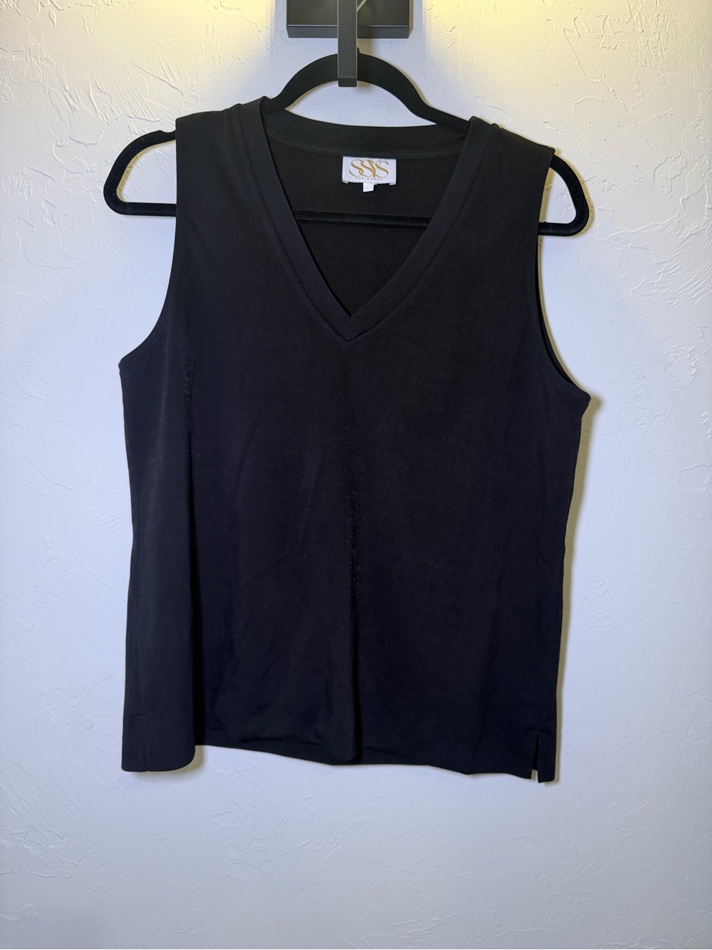 V-Neck Black Sleeveless Tank Top by S&S